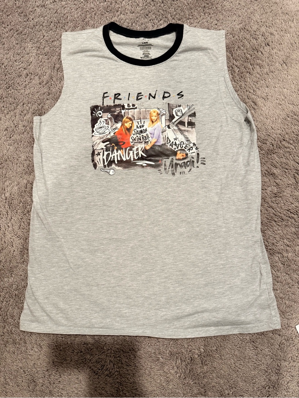 FRIENDS Ringer Tee in Black and Cream